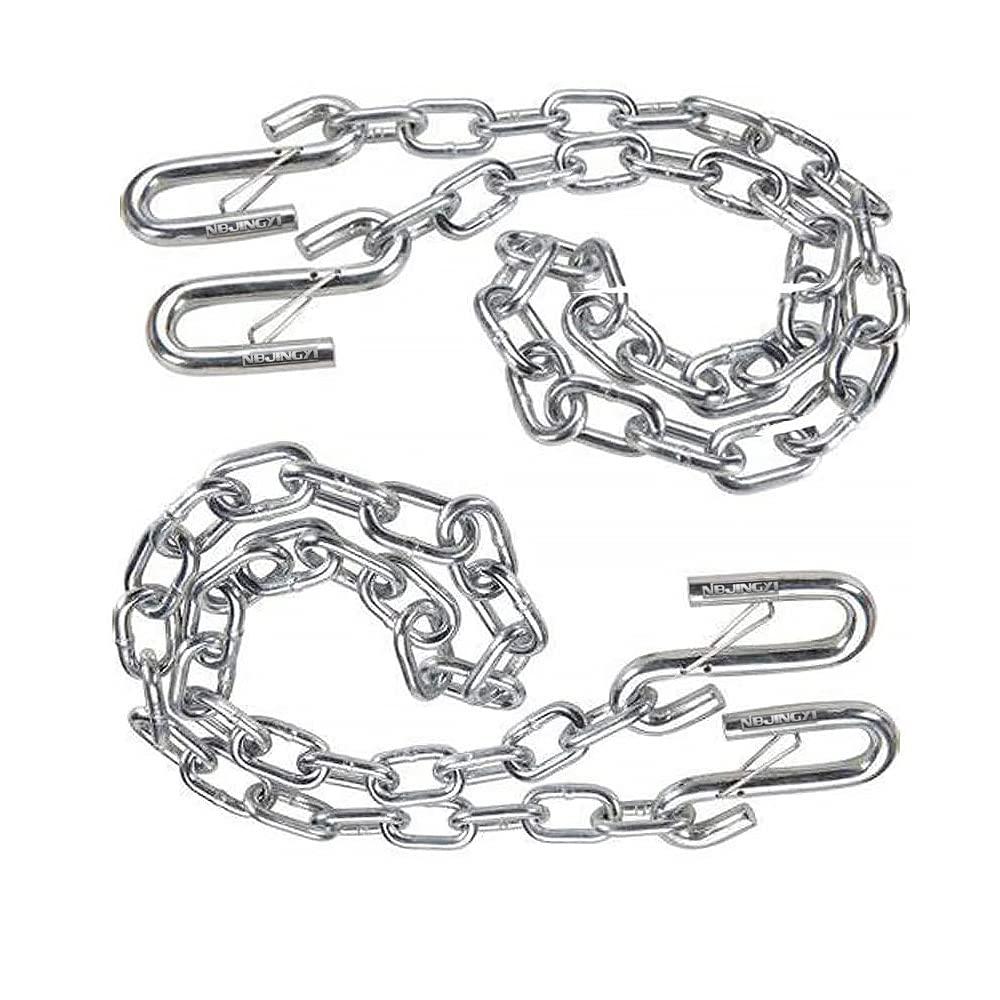 NBJINGYI 3/16" X 48" Trailer Safety Chain with Spring Clips Grade 30 with 2 S Hook 2PCS