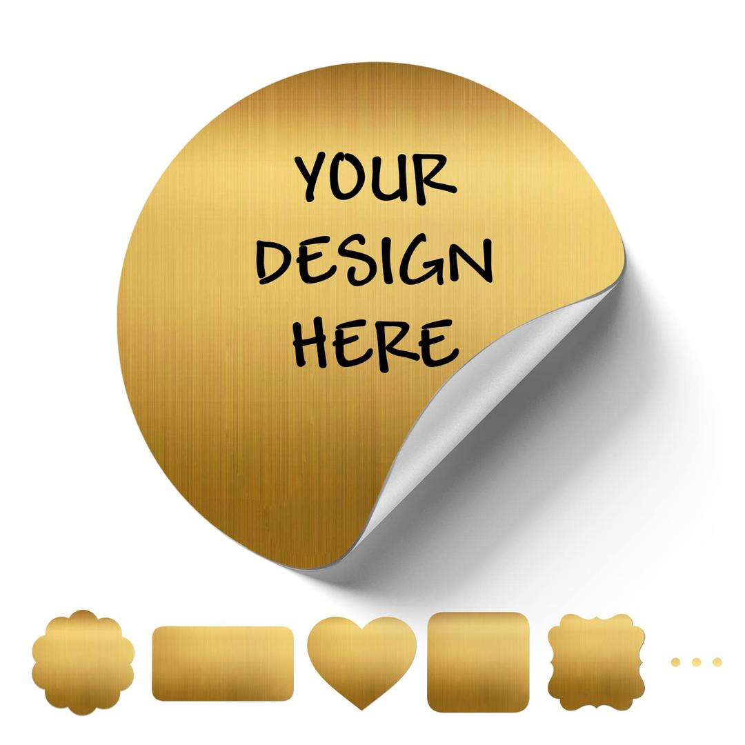 Custom Stickers for Business Logo,Personalised Logo Stickers for Small Business,Any Shape and Size Waterproof Label.Perfect for Branding, Packaging Stickers, Glossy Stickers. (Brushed Gold)