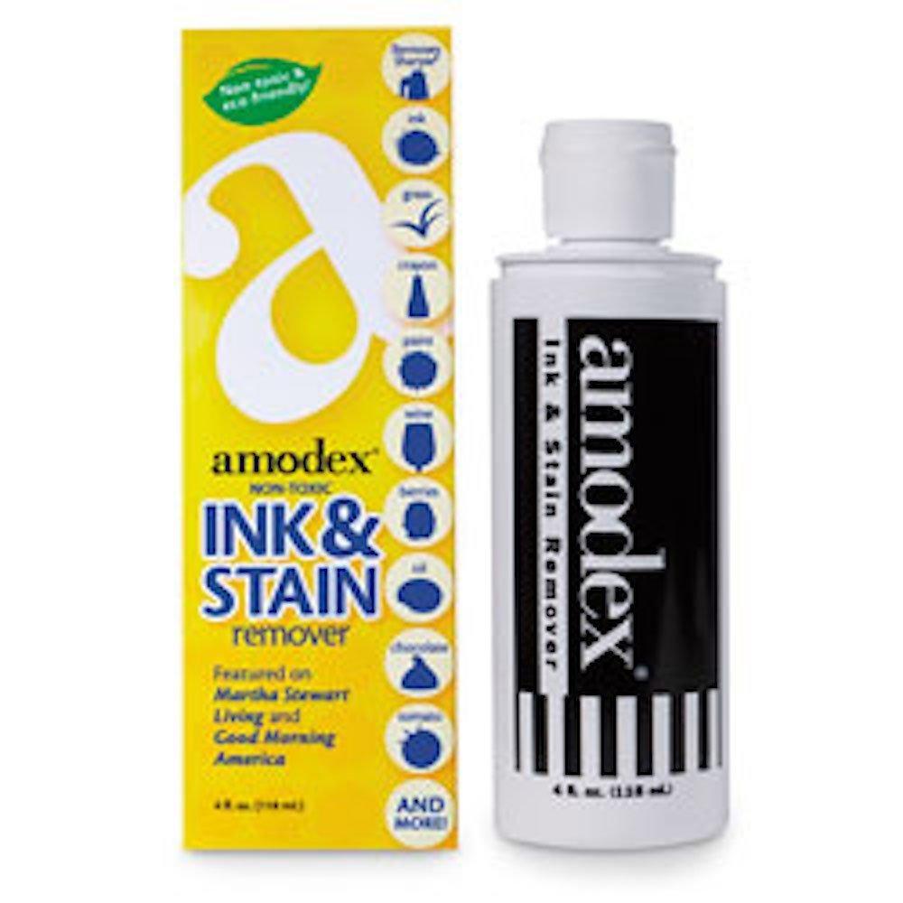 AmodexInk and Stain Remover – Cleans Marker, Ink, Crayon, Pen, Makeup from Furniture, Skin, Clothing, Fabric, Leather - Liquid Solution - 4 fl oz Bottle (4 Fl Oz (Pack of 2))