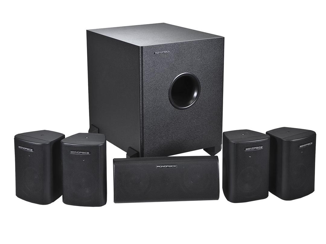 Monoprice5.1 Channel Home Theater Satellite Speakers And Subwoofer - Black