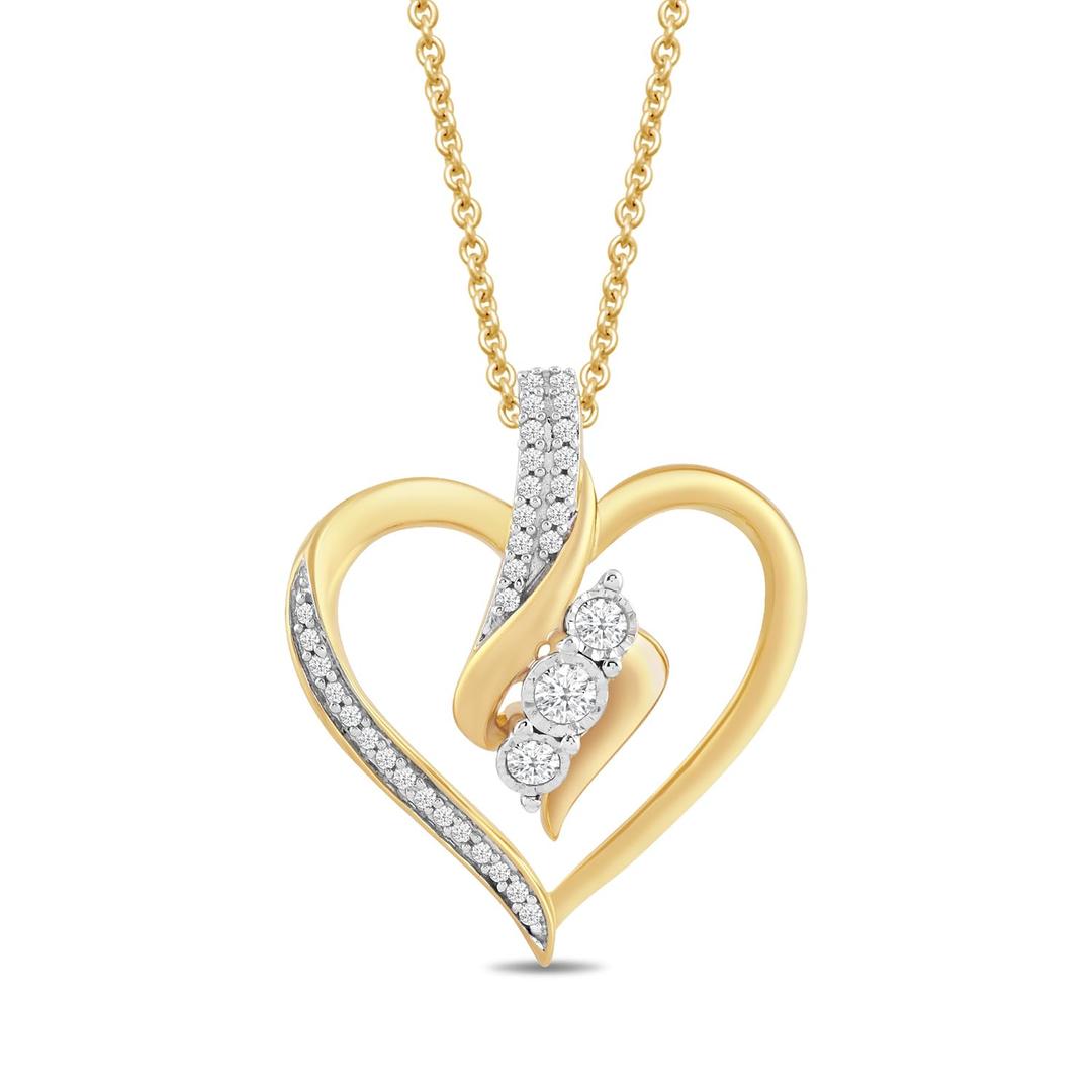 Amazon EssentialsDiamond 3 Stone Pendant Necklace (1/4 cttw), 18" (previously Amazon Collection)