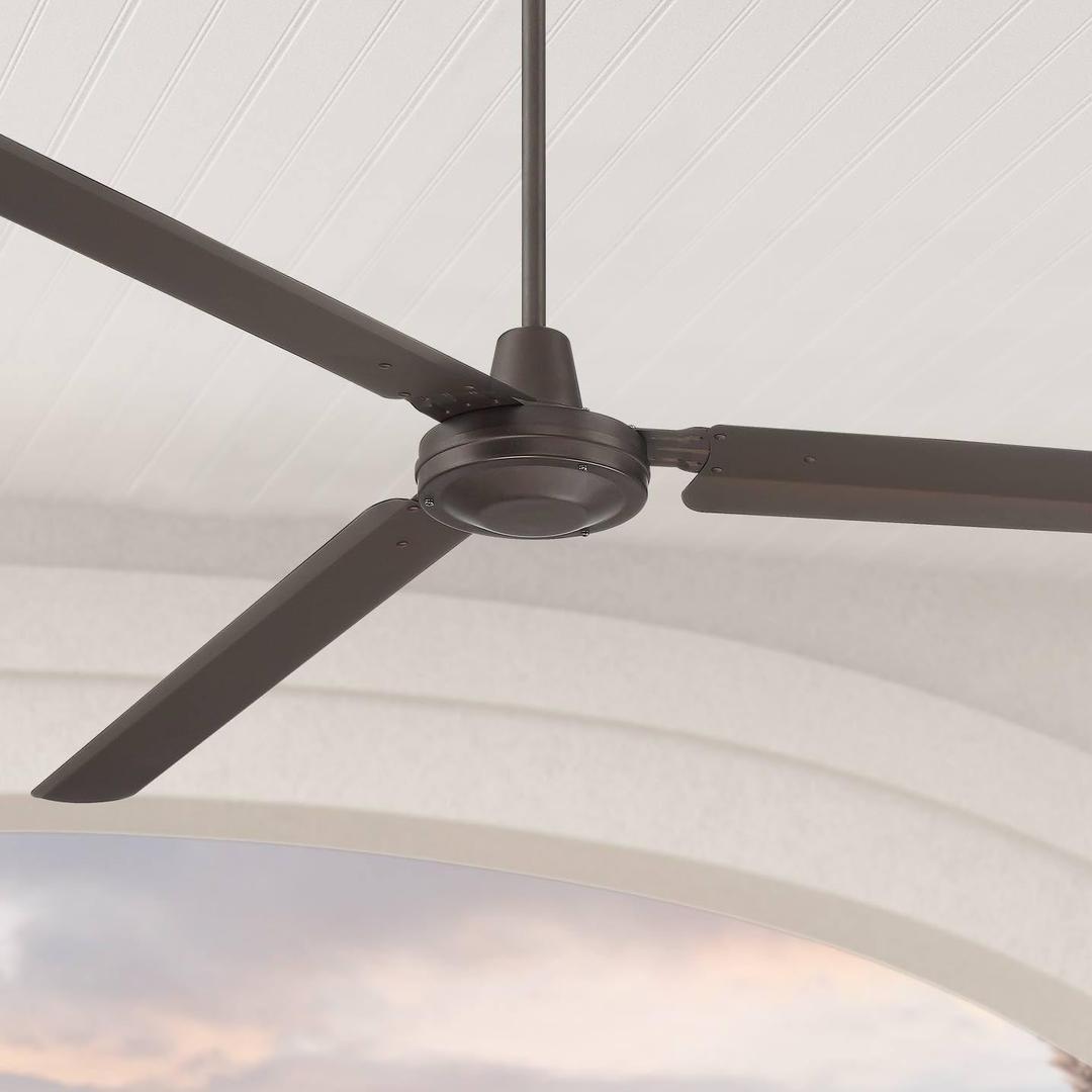 Casa Vieja 72" Velocity Modern Industrial 3 Blade Indoor Outdoor Ceiling Fan Oil Rubbed Bronze Brown Damp Rated for Patio Exterior House Home Porch Gazebo Garage Barn