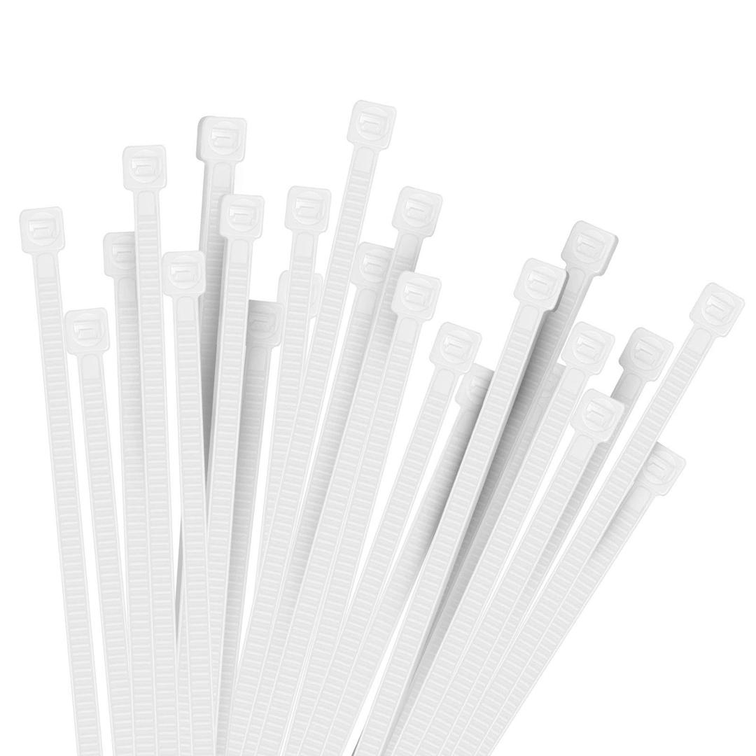 100pcs Cable Zip Ties White Heavy Duty 12 Inch, Premium Plastic Wire Ties Clear with 50 Pounds Tensile Strength, Self-Locking Nylon White Zip Ties for Indoor and Outdoor