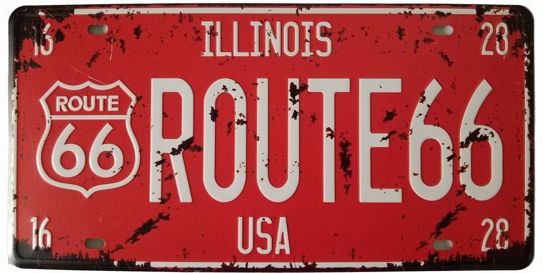 ERLOOD ILLINOTS Route 66 Retro Vintage Auto License Plate Tin Sign Embossed Tag Size Home Pub Bar Decor 6 X 12