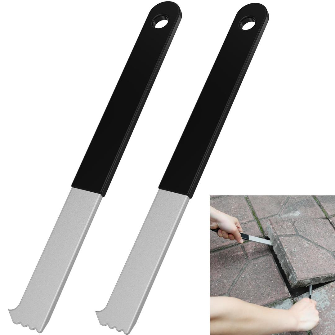 2Pcs Paver Puller, Paver Extractor Tool with Joint Scraper Micro Teeth & Gripper Slots, Paver Removal Tool for Garden Lawn Yard Patio Paver Brick Block Replacement, 9"×1"