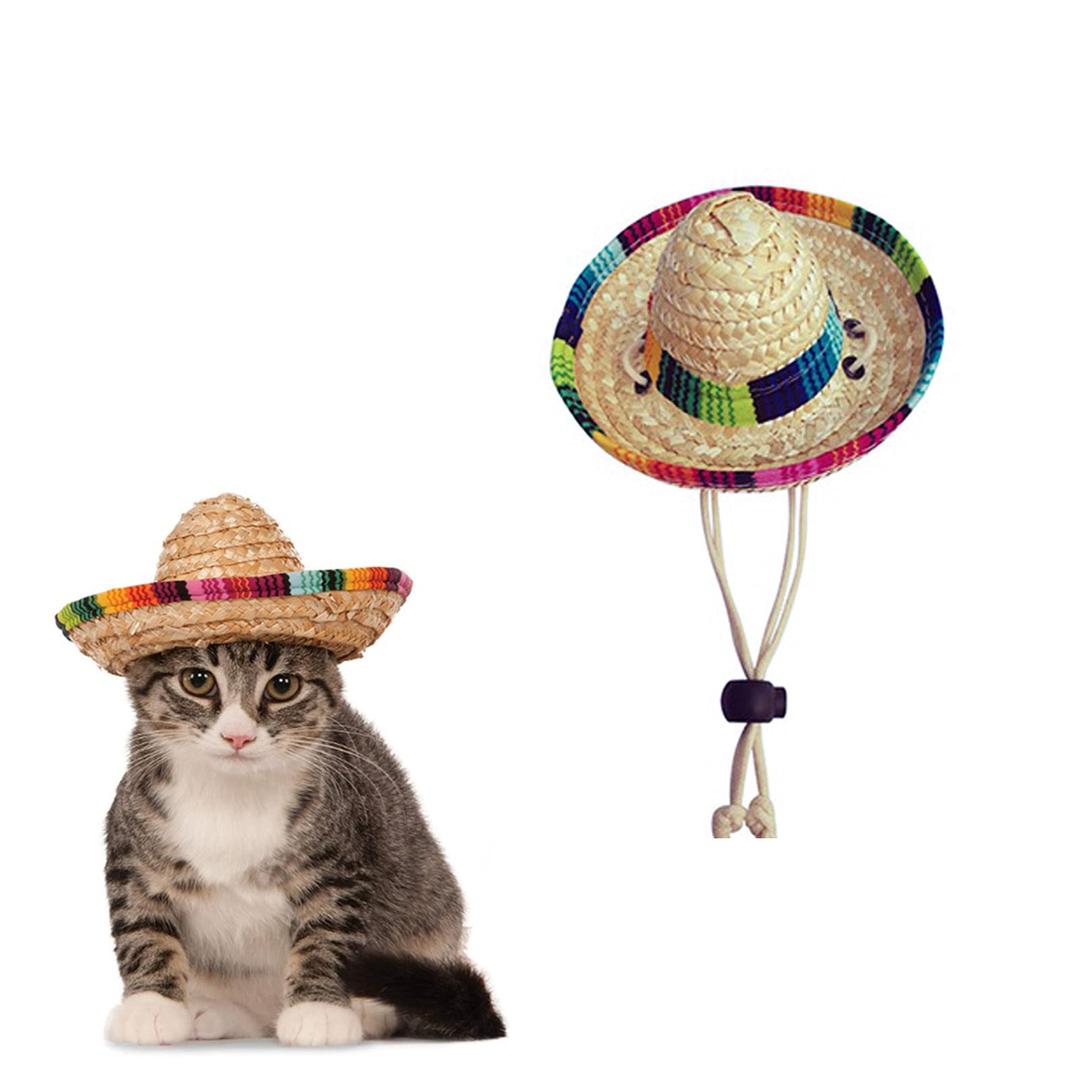 Pet Straw Hat Funny Mexican Sombrero Cap Party Decorations Cinco De Mayo Pet Hats for Small Pets/Puppy/Cat