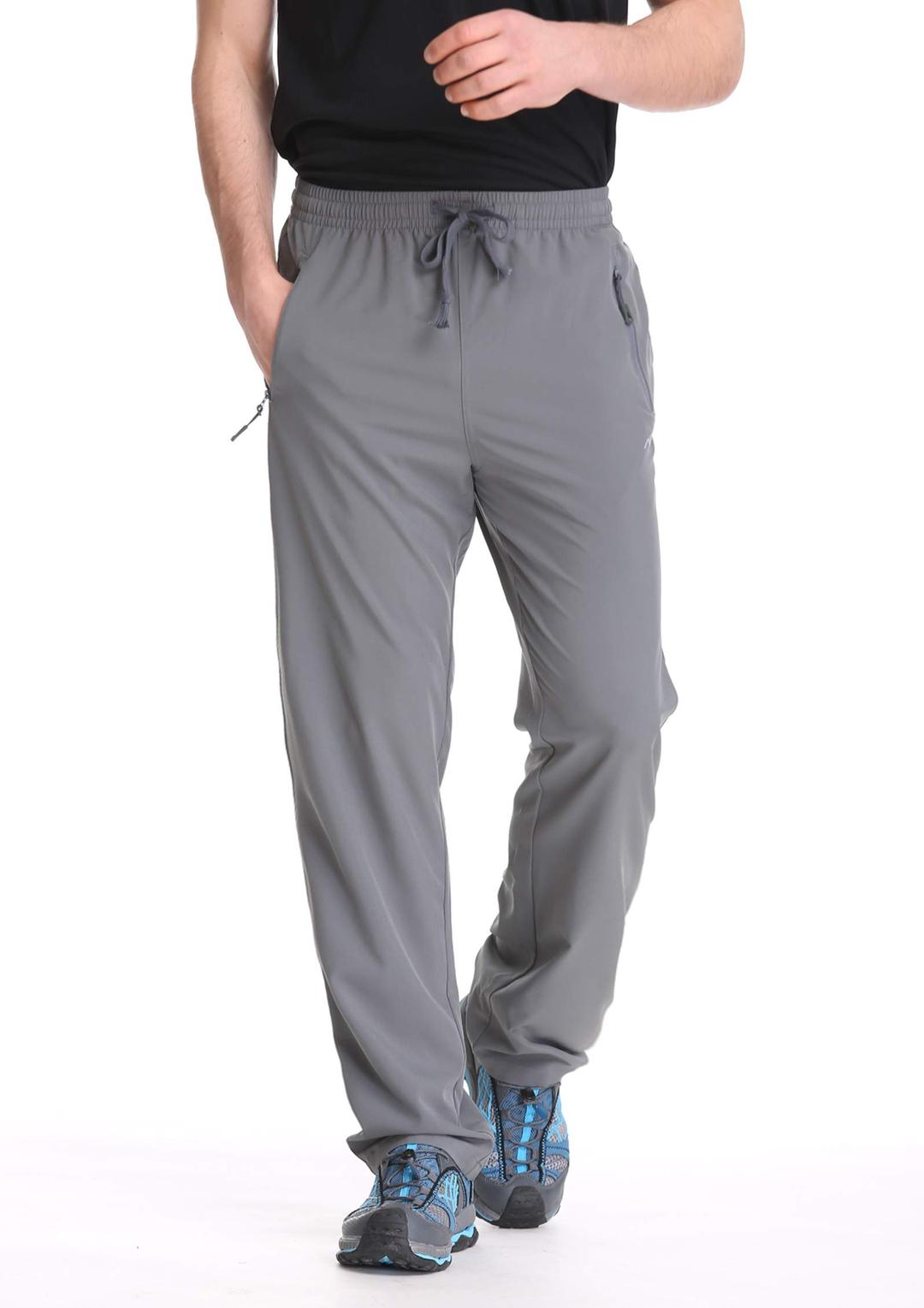 TRAILSIDE SUPPLY CO.Mens Lightweight Track Pants,Stretchy Pants with Zipper Pockets