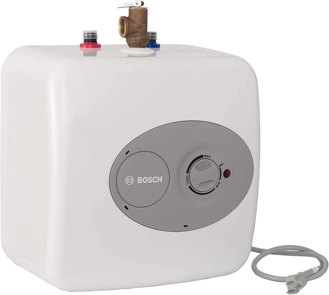 BOSCH Electric Mini-Tank Water Heater Tronic 3000 T 4-Gallon (ES4) - Eliminate Time for Hot Water - Shelf, Wall or Floor Mounted