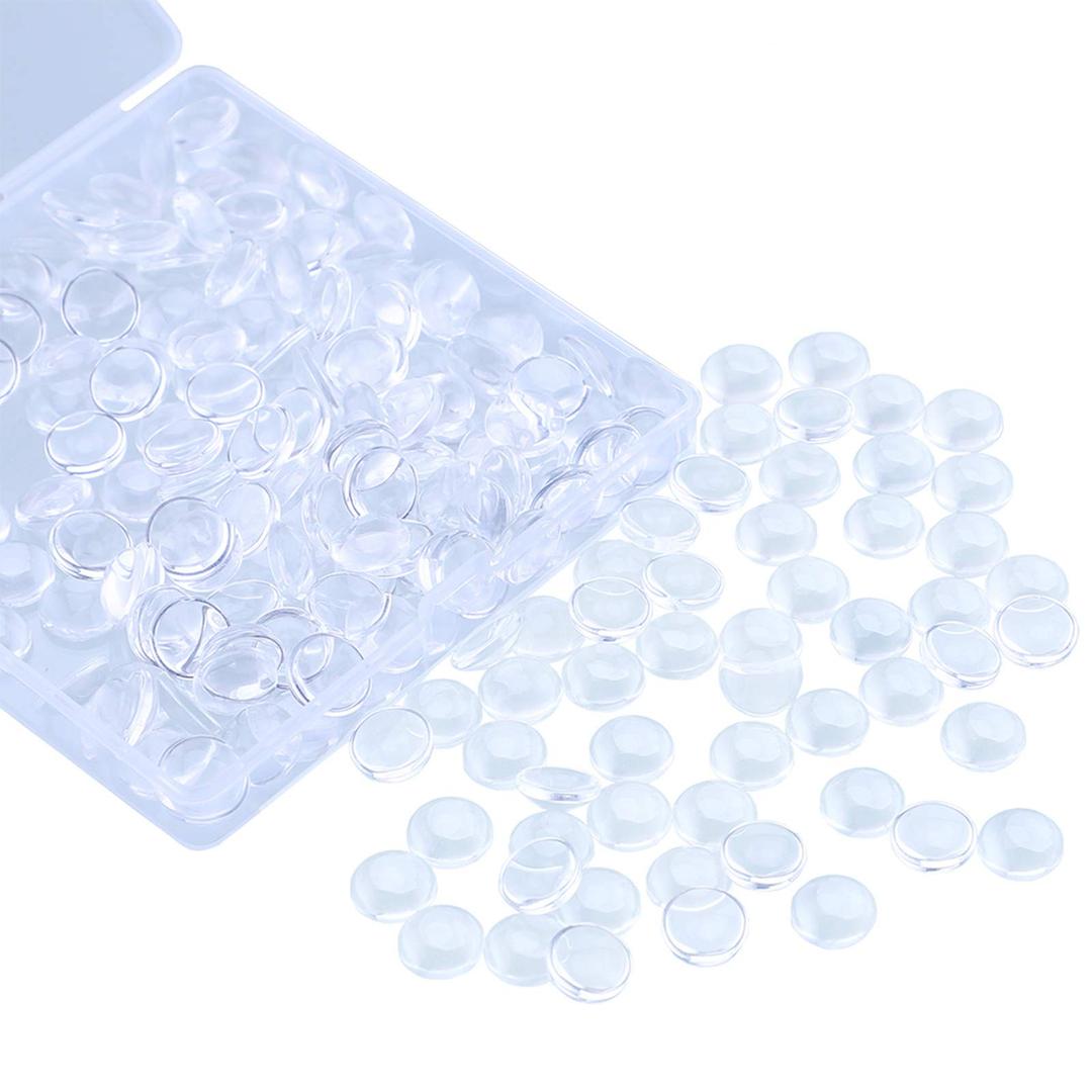 HAUTOCO 200Pcs 12mm Clear Glass Cabochons Round Cabochons Dome Tiles for DIY Earrings Necklaces Pendants Rings Cameo Photo Jewelry Making