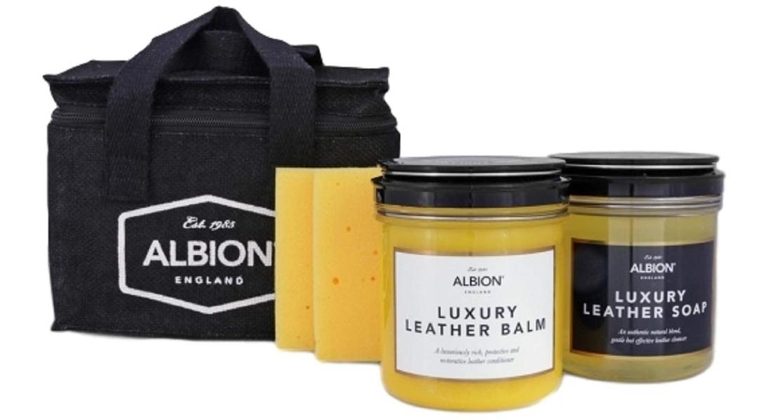 Albion Saddle & Bridle Natural Leather & Saddle Soap & Leather Balm Care Kit