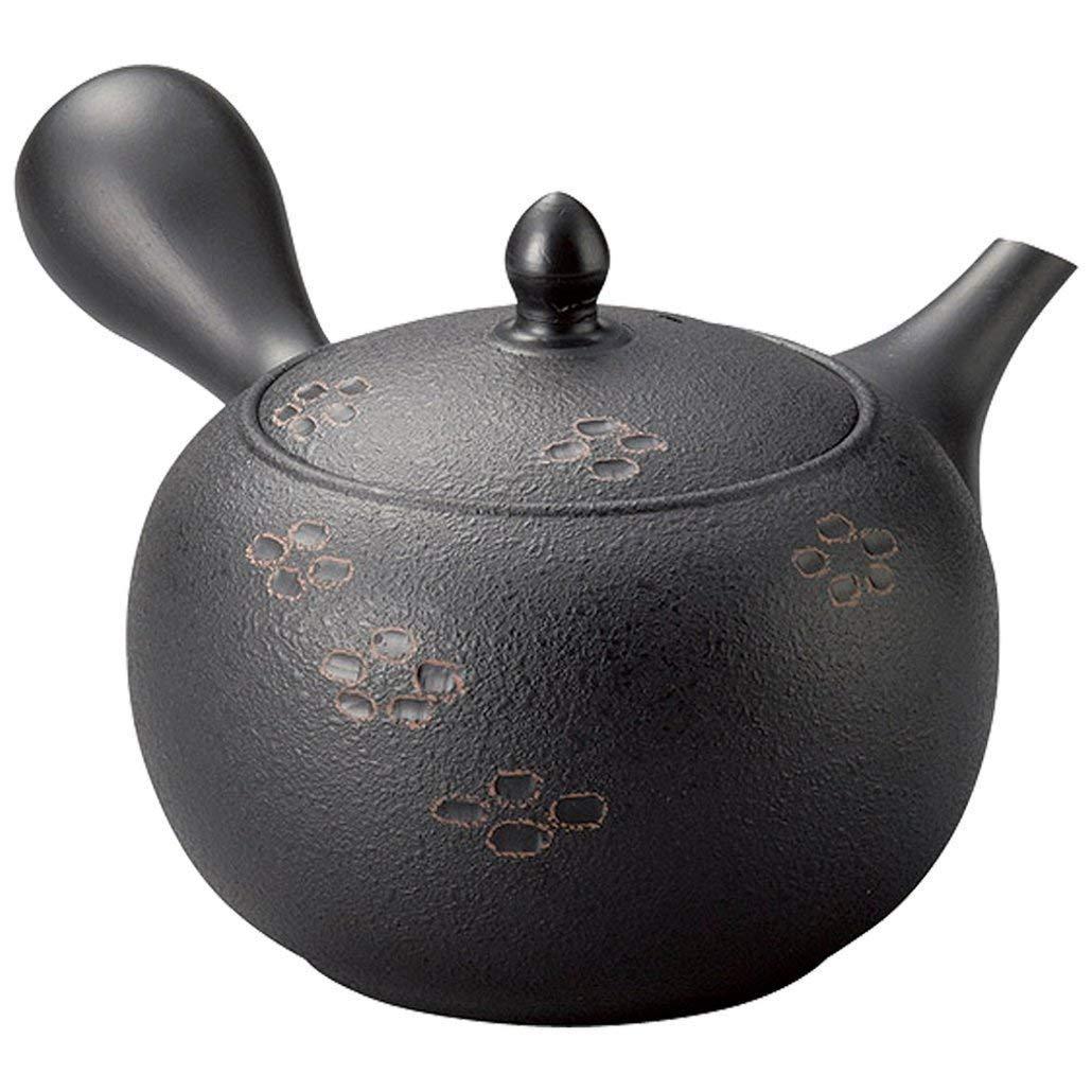 Yamakiikai Japanese Large Kyusu Tokoname Handmade Clay Teapot 15.6 Fluid Ounces Shunjuu Scarlet Crest Pattern Black L339 from Japan (1)