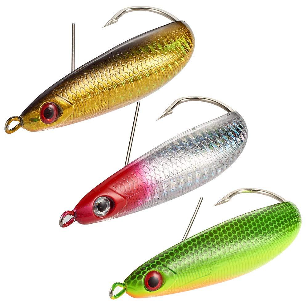 3PCS Sea Fishing Lure Saltwater Minnow Spoon Weedless Rattling Long Cast Rocking motion Single BKK Hook for Bass Pike Perch in 3 Colours 28g 9cm