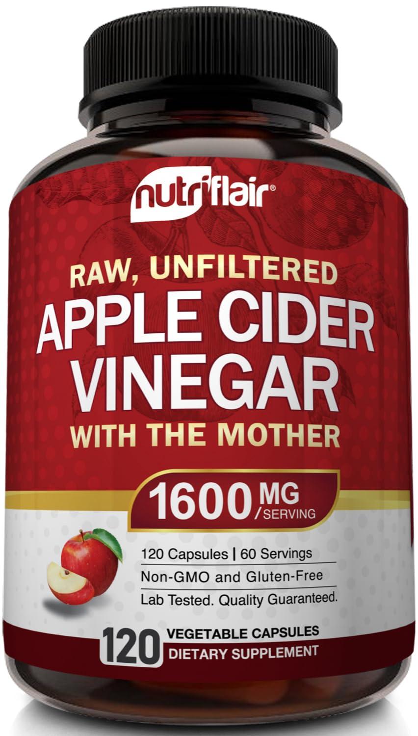 Apple Cider Vinegar Capsules with The Mother - 120 Vegan ACV Pills - Best Supplement for Healthy Weight Loss, Diet, Keto, Digestion, Detox, Immune - Powerful Cleanser & Appetite Suppressant Non-GMO