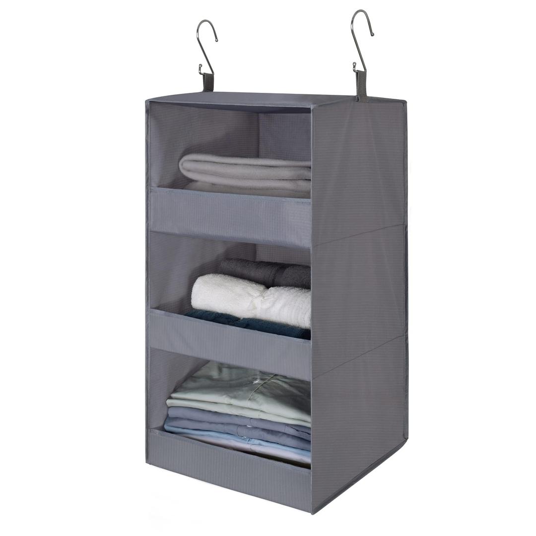 GRANNY SAYS3-Shelf Hanging Closet Organizer and Storage, Collapsible Hanging Closet Shelves, Hanging Organizer for Closet & RV, Gray, 29 ½" H X 12" W X 12" D, 1-Pack