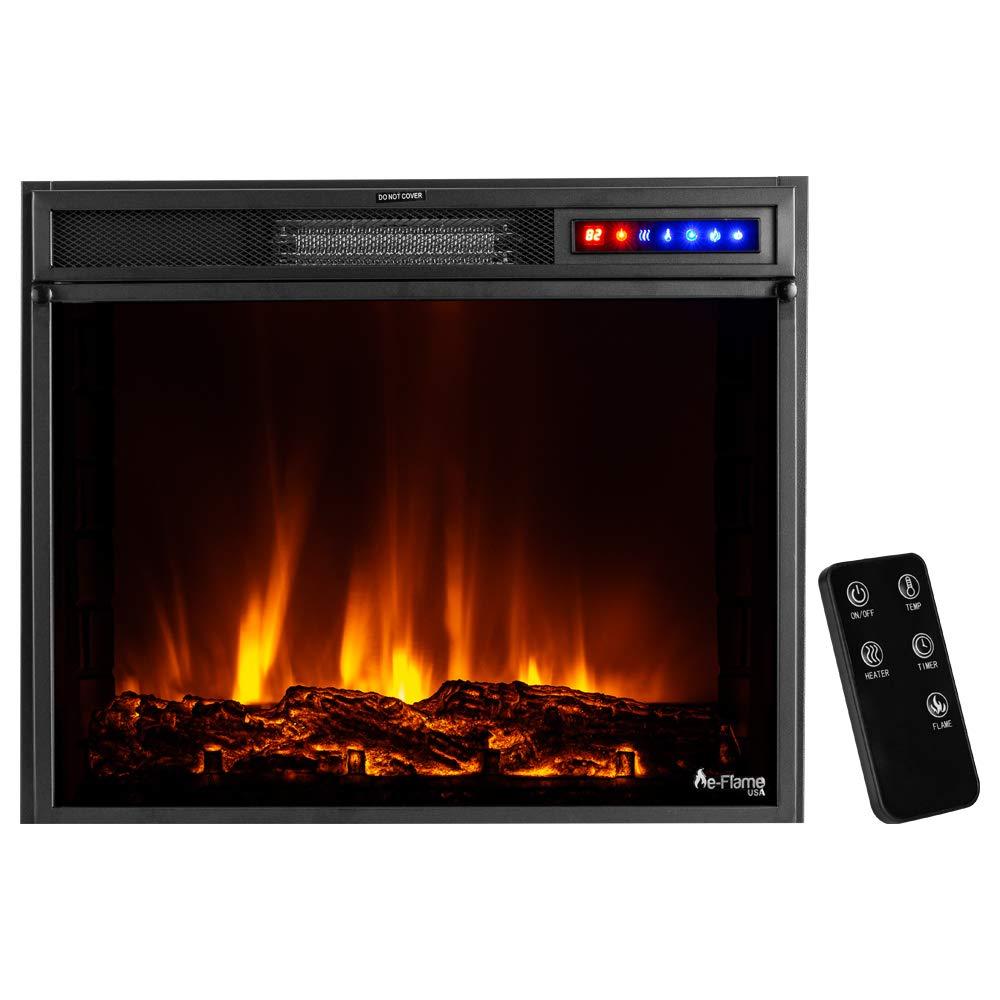 Breckenridge 24"x20" LED Electric Fireplace Stove Insert with Remote - 3D Logs and Fire (Black)