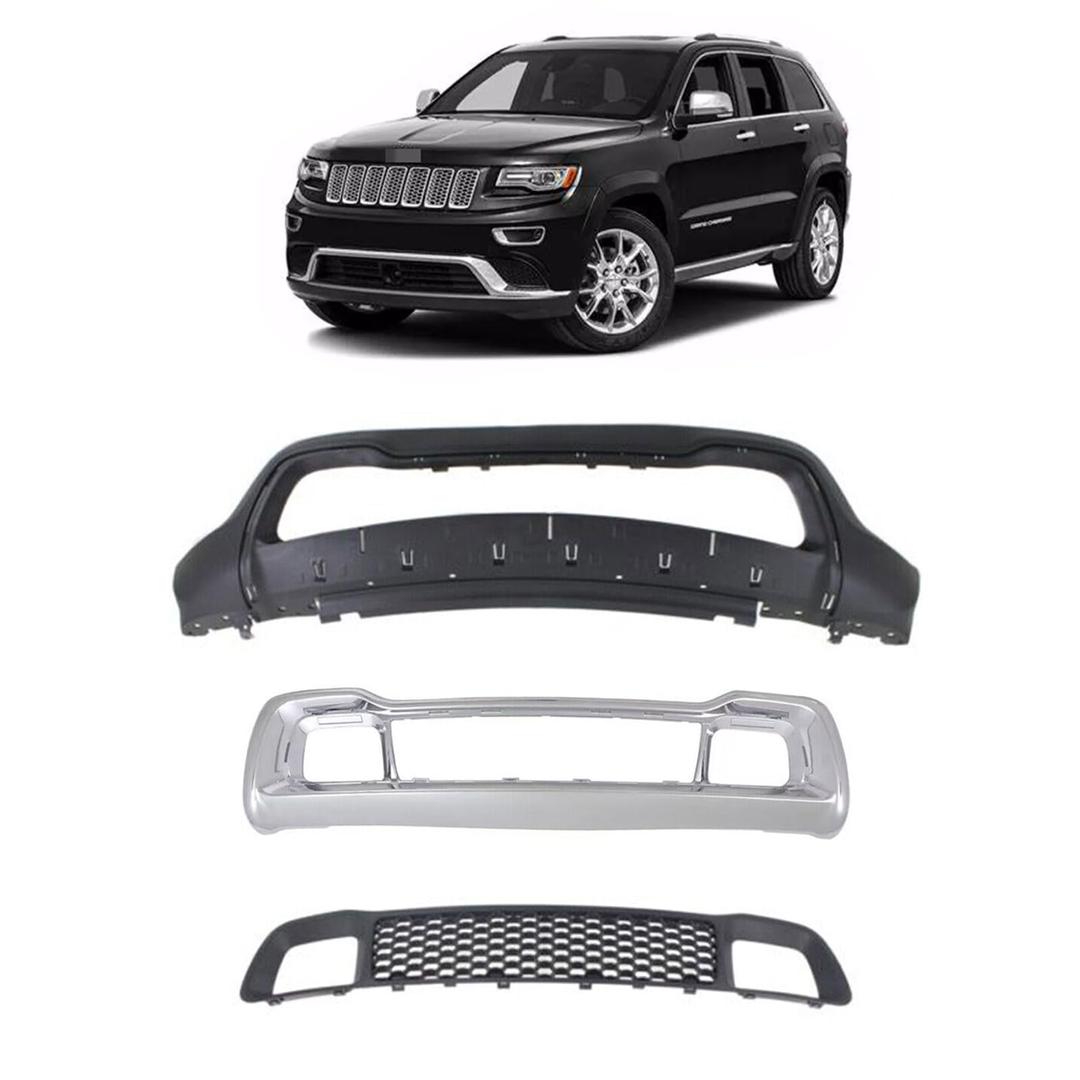 telfair 3PCS Front Bumper Cover & Bumper Grille Set Fit for 2014 2015 2016 J-eep Grand Cherokee Replacement CH1015114C