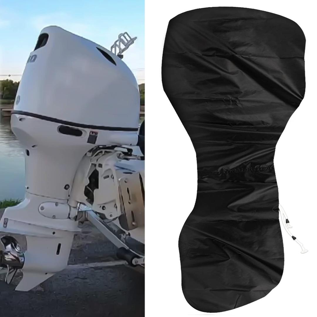 Outboard Motor Cover, 100-150 HP Boat Motor Cover, Mercury Outboard Engine Cover Waterproof, Heavy Duty 420D Oxford Fabric Extra PVC Coating Boat Engine Cover Winter