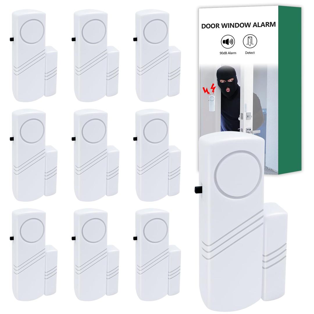 Door Window Alarm, 90DB Door Alarms for Kids Safety, Door Window Burglar Alarm, Window Pool Alarms for Home, Apartments, Offices, Hotel Rooms (10 Pack)