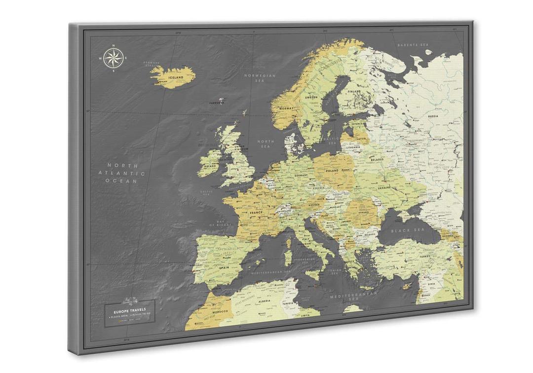 Personalized European Pin Map | Push Pin Europe Map on Canvas | Detailed Map of Europe with Push Pins | Push Pin Map of Europe for travel tracking