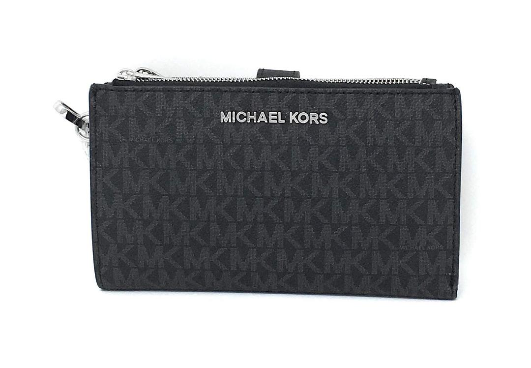 Michael KorsJet Set Travel Double Zip Wristlet, Black Pvc 2, NS