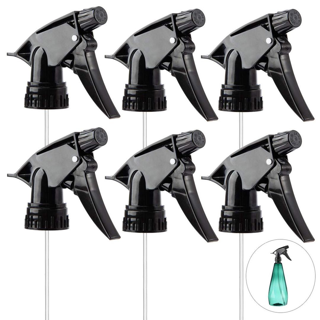 6pcs Spray Bottle Replacement Nozzle- Reusable Heavy Duty Mist Spray & Stream Sprayer Replacement Tops Fit Standard 28/400 Neck 32oz, 16oz, 8oz Bottles for Home Office Cleaning Household Gifts, Black