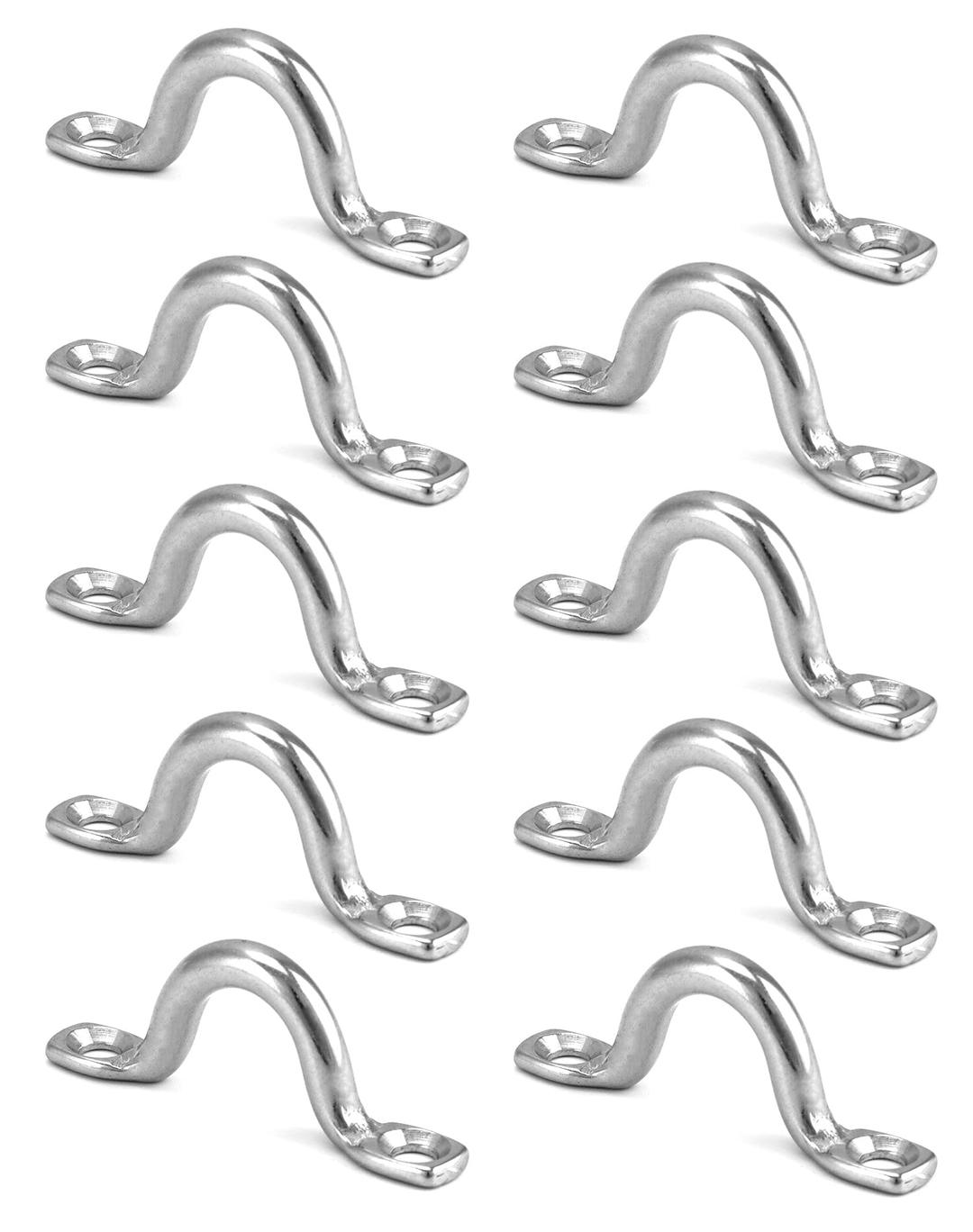 QWORK Durable Stainless Steel Boat Top PAD Eye (Pack of 10) - 3/4" Deck Hardware Eye Straps for Kayak Tie Downs and Anchor Points