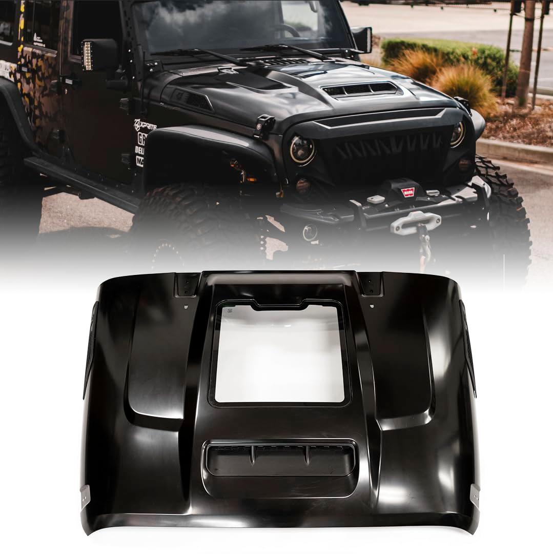 Xprite Heat Dispersion Steel Cowl Hood Vent - Functional Heat Extractor, Easy Install, Compatible with 2007-2018 Jeep Wrangler JK JKU -ZR1, Engine Cooling, Enhanced Airflow, Jeep Hood Upgrade