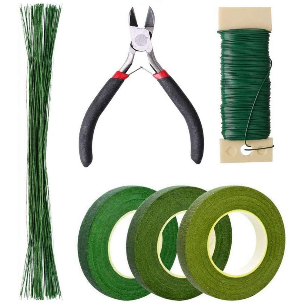 Hemobllo Floral Arrangement Kit - 6 Pcs Flower Tools Kit Floral Tools Wire Cutter Stem Floral Trimming Scissor Floral Wire Tape for Bouquet Stem Wrap Florist (Green)