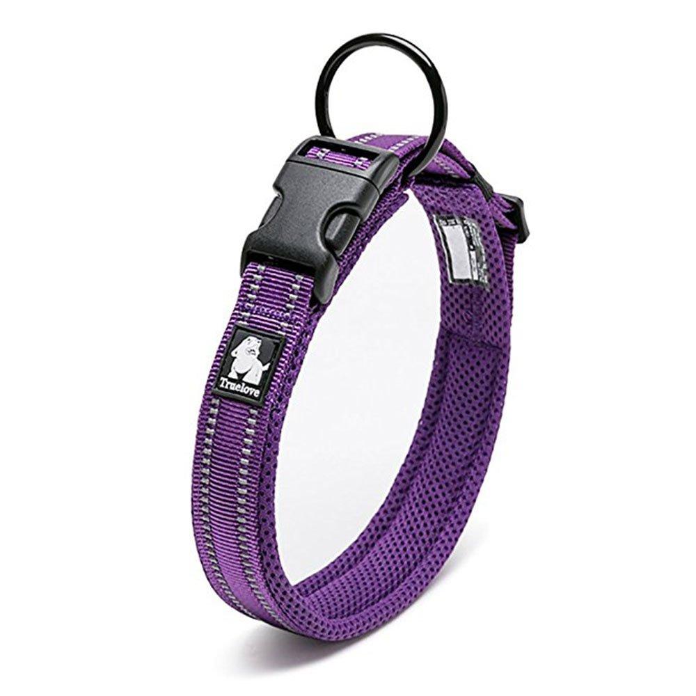 OCSOSO® Dog collar Soft Mesh Padded 3M Reflective Nylon Breathable Durable Anti-rub with Ring for small medium and large dogs(Purple S 13.8-15.7in).