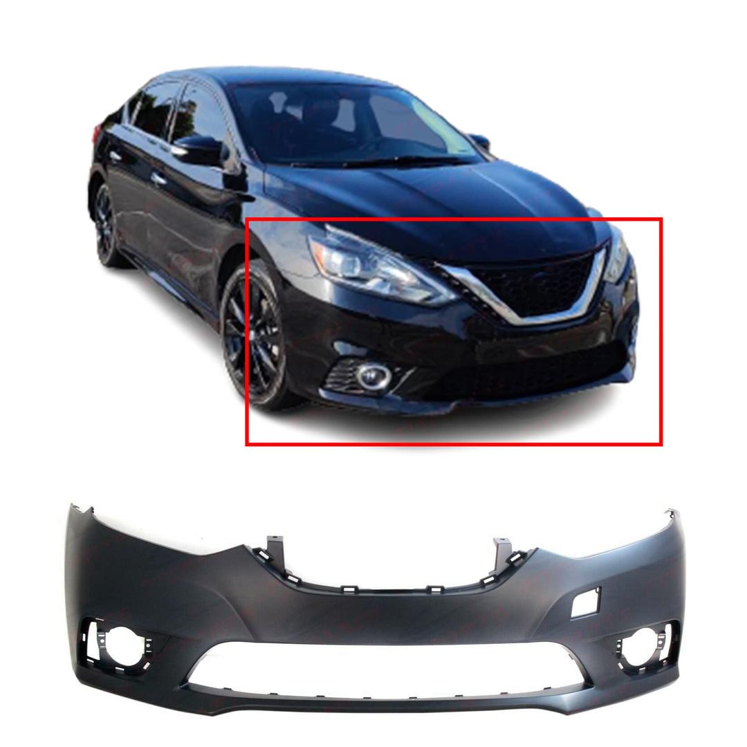 FitParts Compatible with Front Bumper Cover Fascia 2016-2019 Nissan Sentra SL SR S SV Sense. New Primed Without Sensor Holes, With Fog Light Holes. NI1000313 620223YU1J