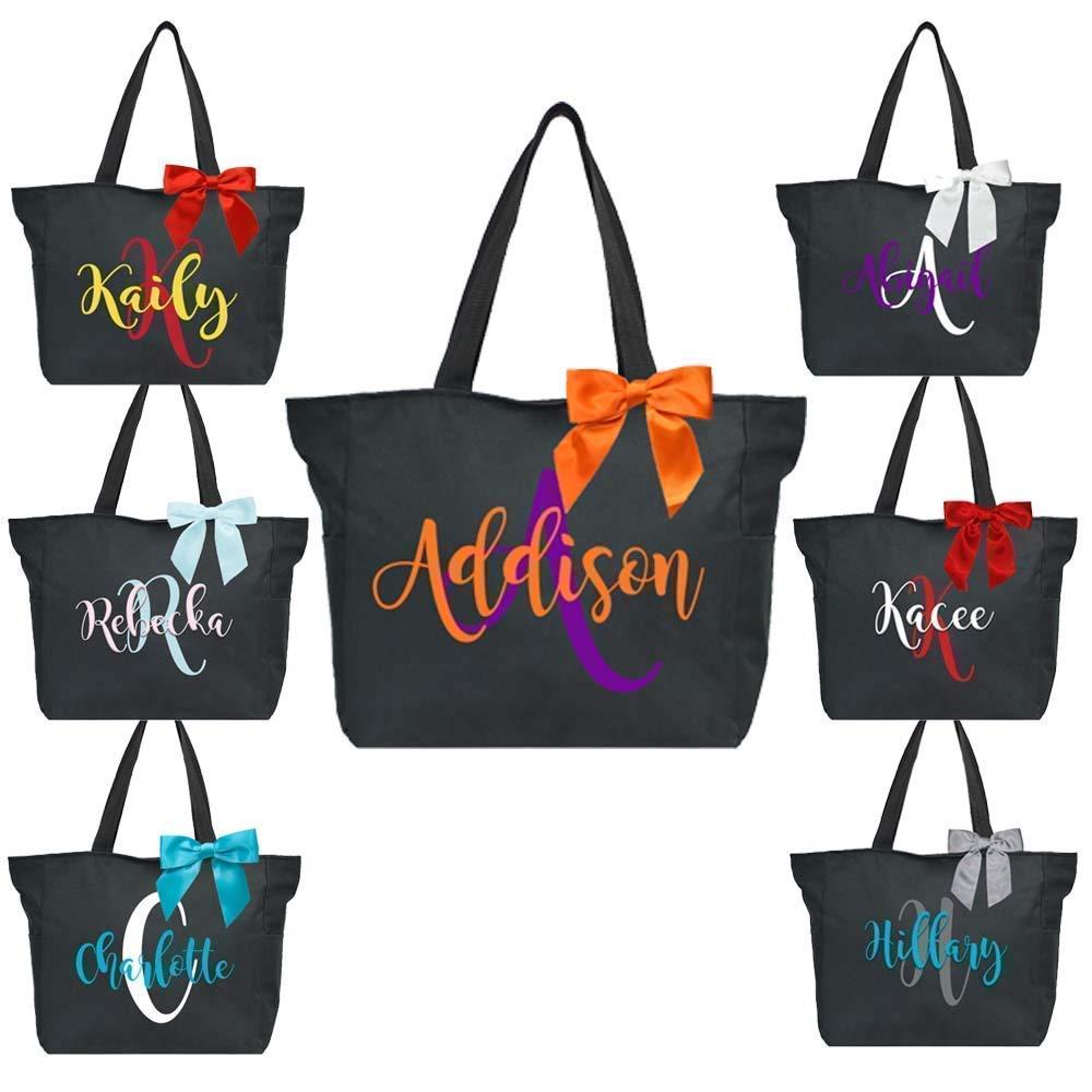 Custom Two Color Monogrammed Tote Bag