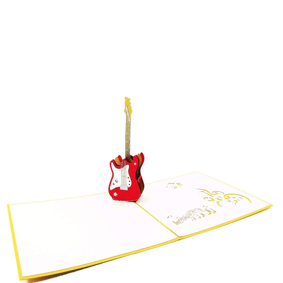 Electric Guitar 3D Pop Up Birthday Card - Happy Birthday Pop Up Card, Congratulations Card, Guitar Card, Retirement - Guitar Teacher Gift, Musician, Student, Band Gift, Graduation | Pop Card Express