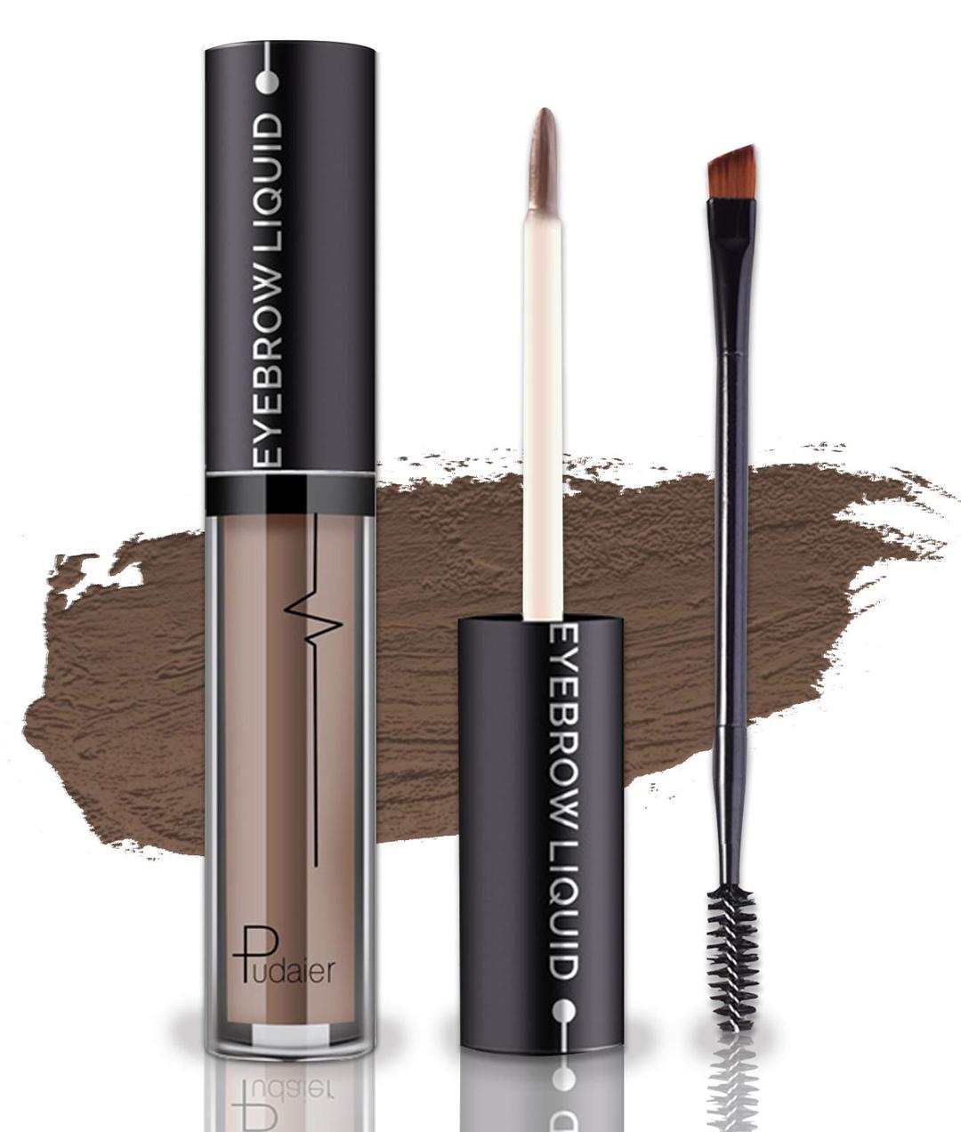 Waterproof Eyebrow Gel - Brunette Brown Tinted Mascara Makeup for Natural-Looking Brows, Long-Lasting Smudge-Proof Formula with Brow Shaper and Mascara Primer Brush Wand Kit