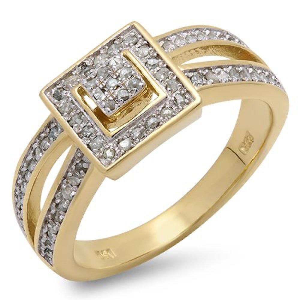 Dazzlingrock Collection0.25 Carat (ctw) 18K Yellow Gold Plated Sterling Silver Diamond Ladies Engagement Ring 1/4 CT