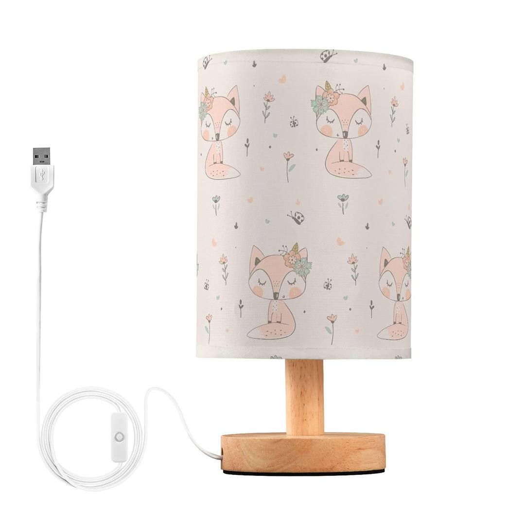 Cute Cartoon Fox Desk Lamp Small Linen Lampshade Night Stand Lamps, Lamps for Bedroom