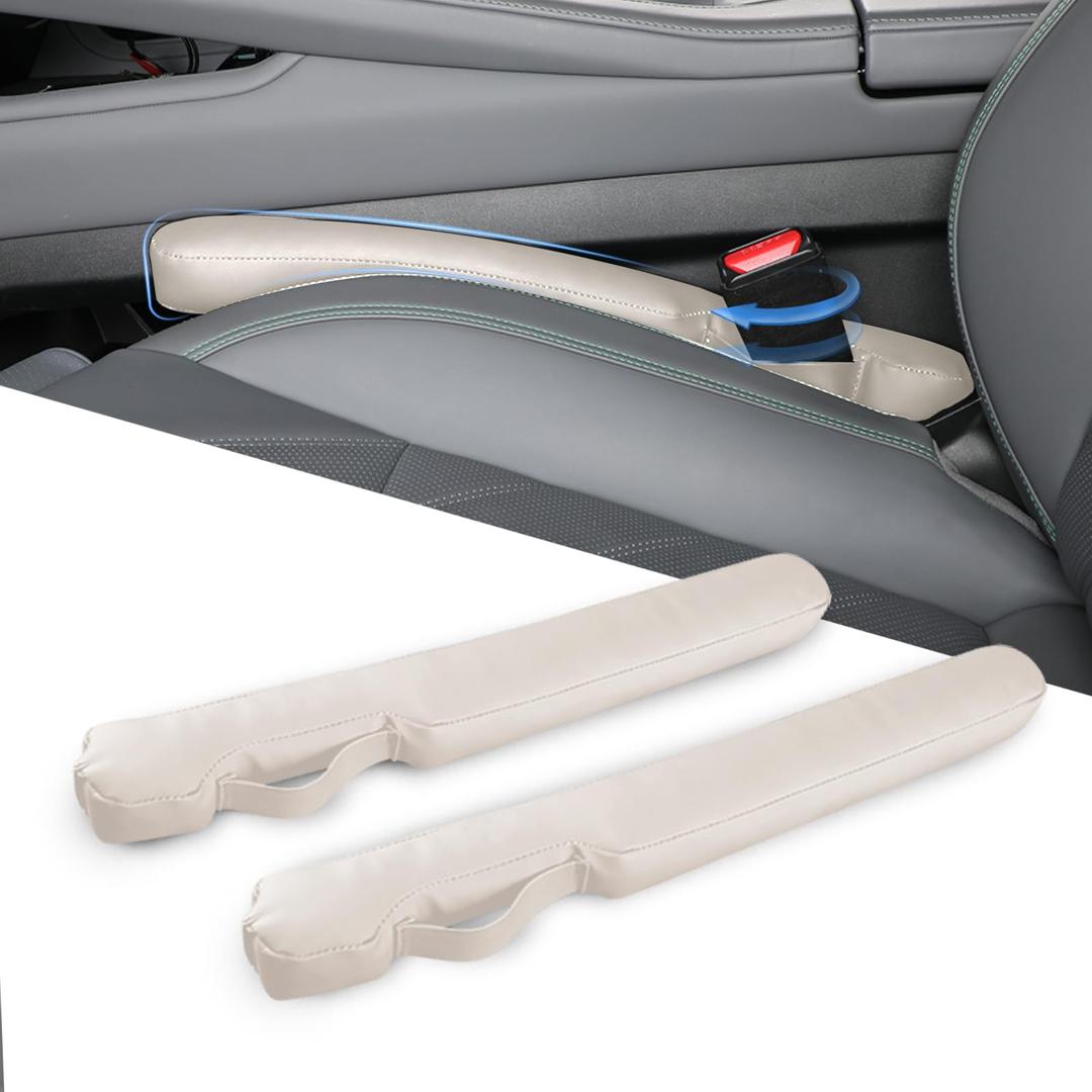 Leather Car Seat Gap Filler Universal for Car Truck SUV to Block The Gap Between Seat and Console Stop Things from Dropping 2 Packs Beige