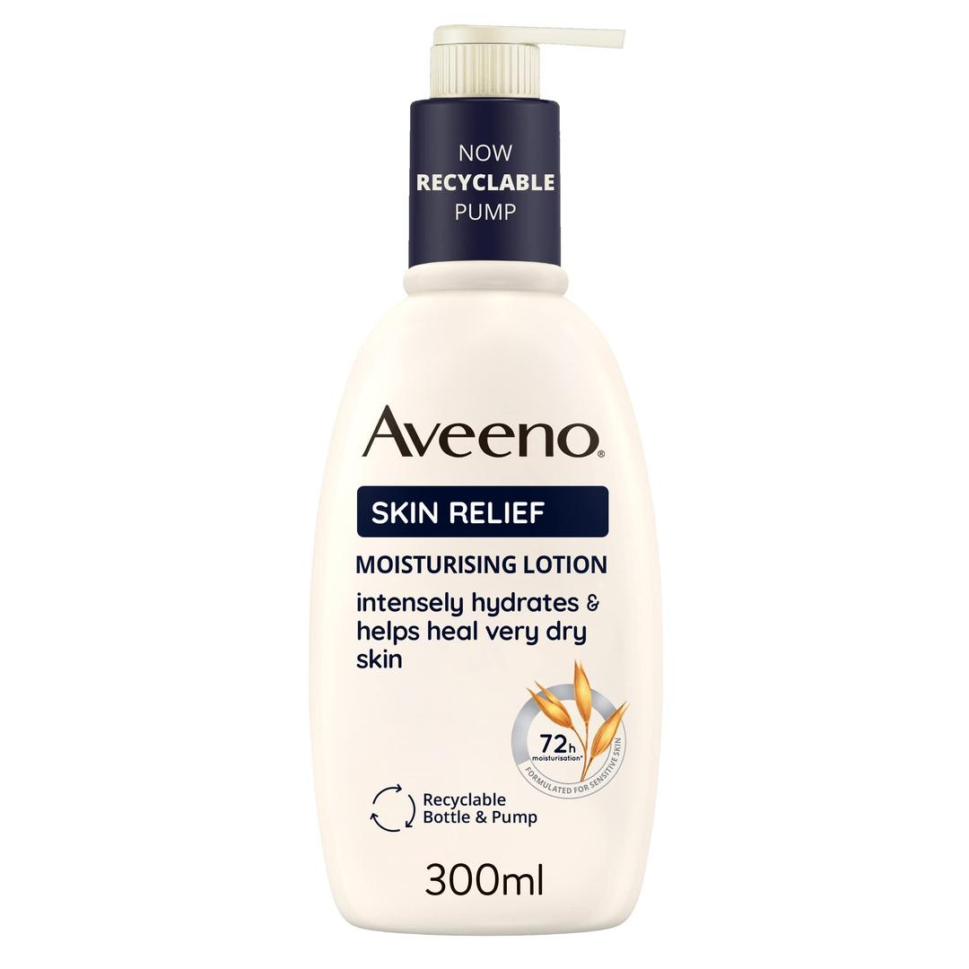 AveenoSkin Relief Moisturising Lotion, With Soothing Triple Oat Complex & Shea Butter, Suitable For Sensitive Skin, 72-Hour Intense Hydration, Helps Relieve Very Dry and Tight Skin, Unscented, 300ml