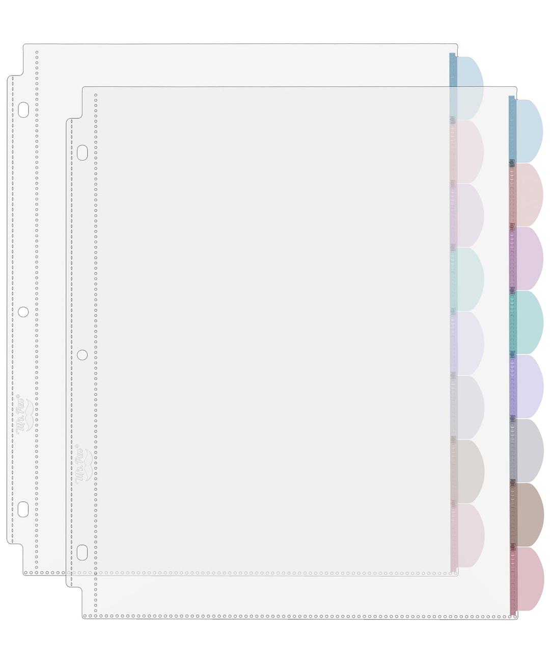 Mr. Pen- Clear Sheet Protectors with Binder Tabs, 8 Tabs, 2 Sets, Clear Binder Sheet Protectors, Clear Plastic Dividers for 3 Ring Binder, Insertable Index Page Divider Multicolor Tabs