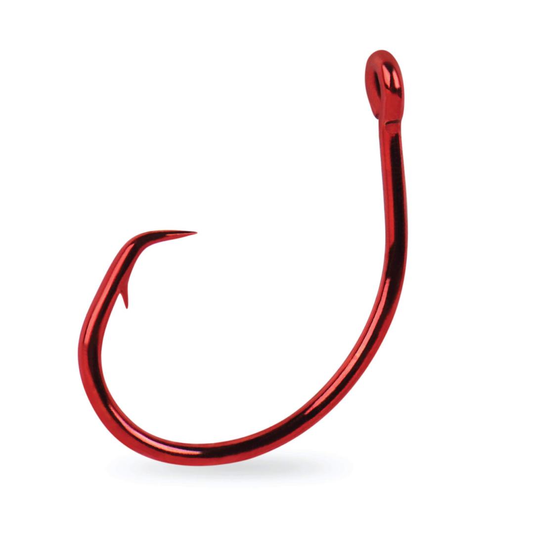 Mustad Demon Perfect Circle, in-Line 1X Fine Wire - Red-Size 1/0 - Pack of 10