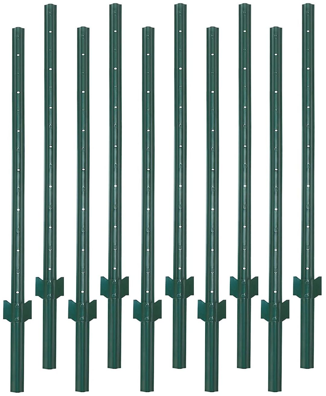 VASGOR 5 Feet Sturdy Duty Metal Fence Post – Garden U Post for Fencing - 10 Pack