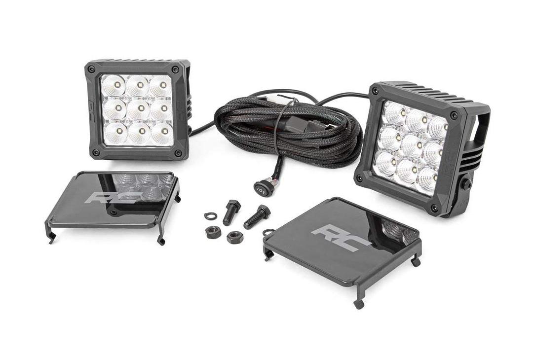 Rough Country 4" Chrome Series Square LED Cube Lights | White DRL - 70905DRL