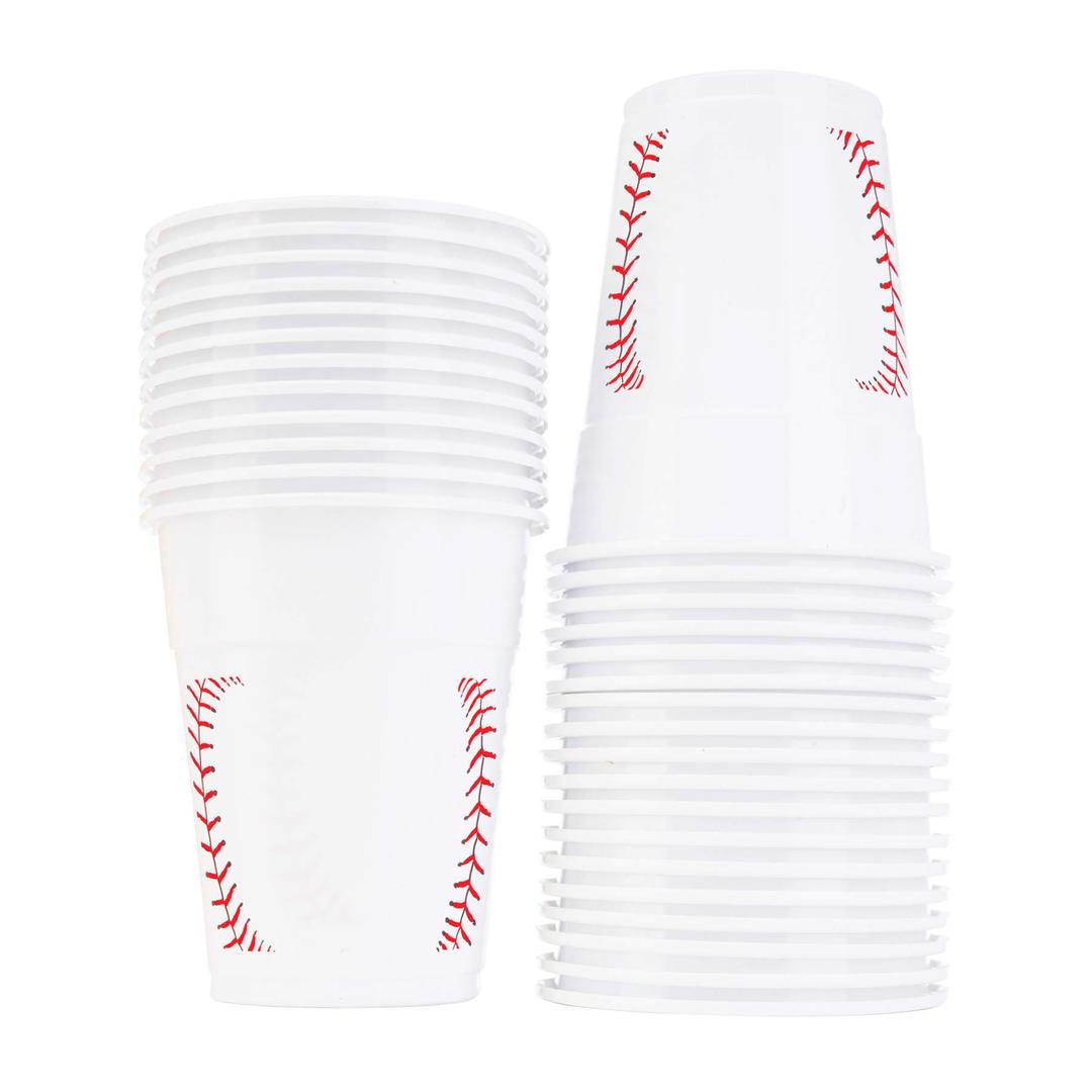 Neliblu Baseball-Themed 16 oz Plastic Cups, Pack of 30, Suitable for Birthday Party Supplies and Game Day