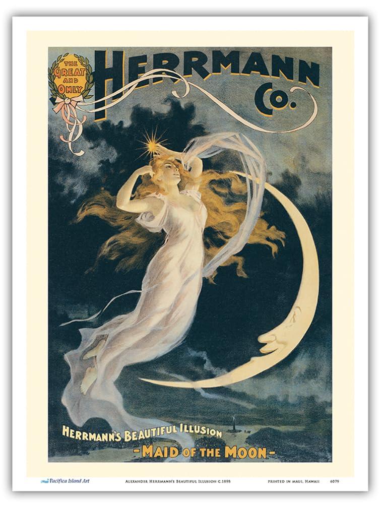 Alexander Herrmann’s Beautiful Illusion - Maid of the Moon - Vintage Magic Poster c.1898 - Master Art Print (Unframed) 9in x 12in