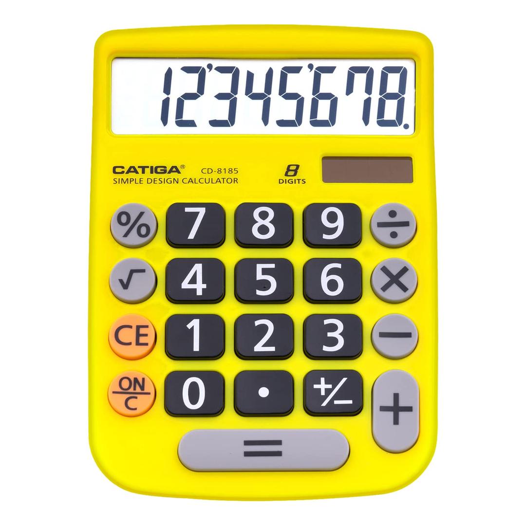 CATIGA Desktop Calculator 8 Digit with Solar Power and Easy to Read LCD Display, Big Buttons, for Home, Office, School, Class and Business, 4 Function Small Basic Calculators for Desk, CD-8185