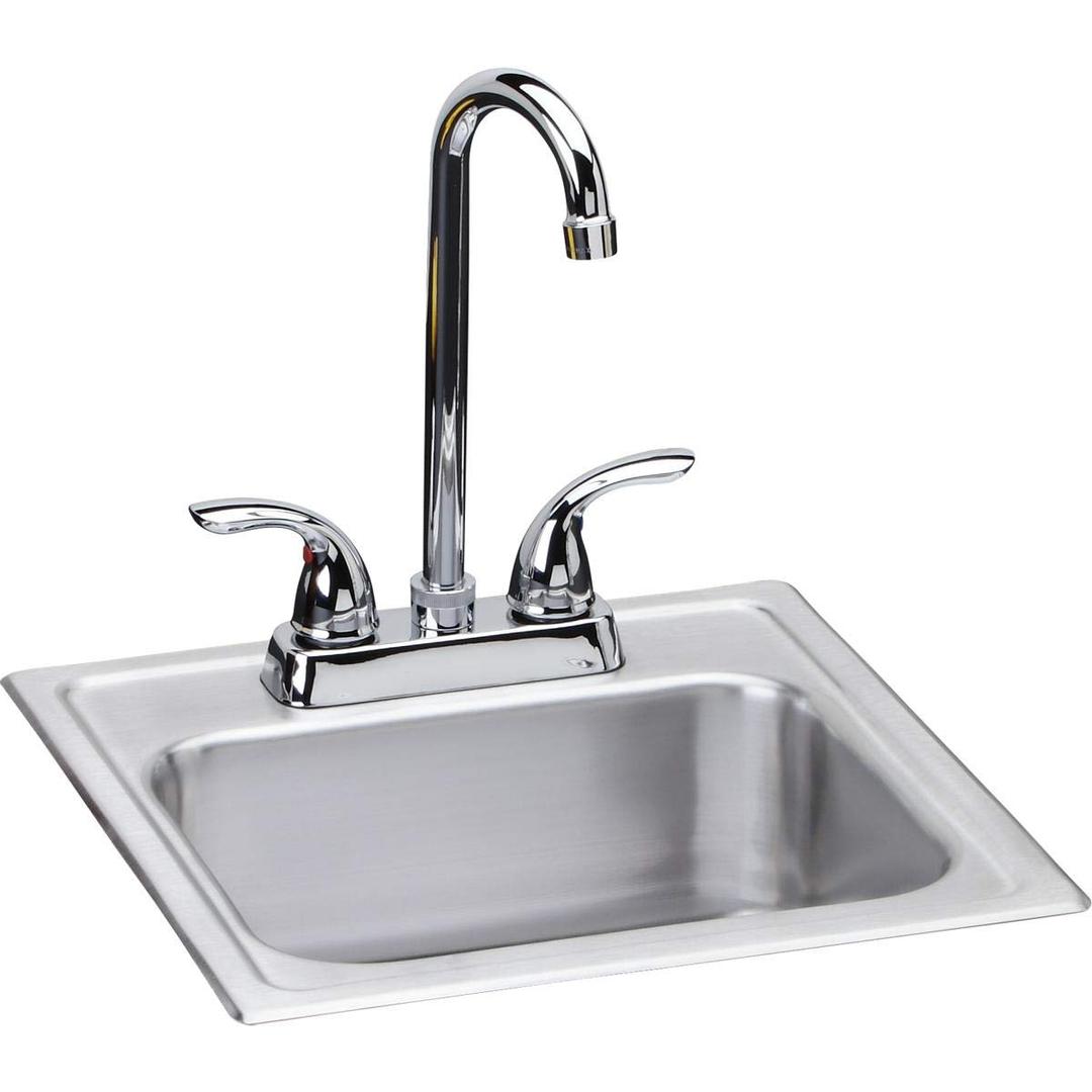 Elkay DSEP1515C Dayton Single Bowl Drop-in Stainless Steel Bar Sink + Faucet Kit