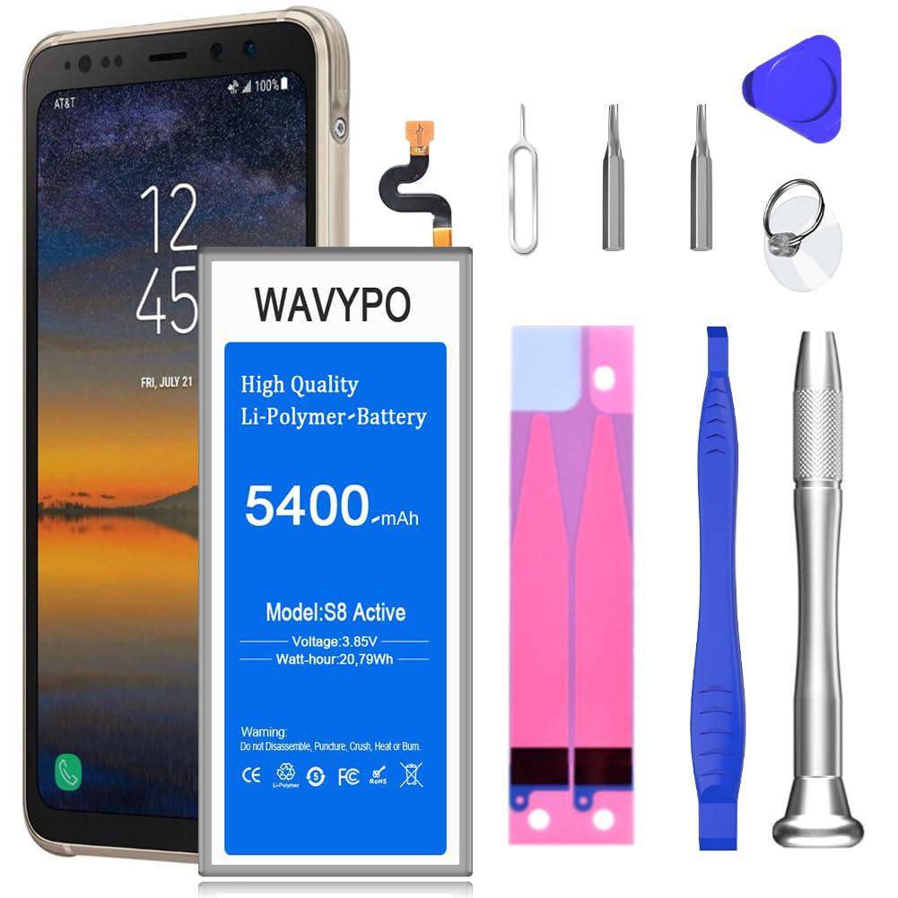 WAVYPO [5400mAh] Battery for Galaxy S8 Active, Upgraded New Lithium Polymer Battery Replacement for Samsung Galaxy S8 Active EB-BG892ABE SM-G892, SM-G892A with Repair Toolkit