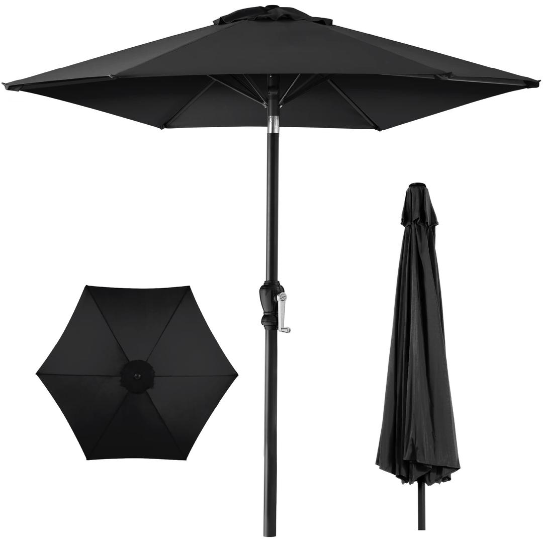 Best Choice Products 10ft Outdoor Steel Polyester Market Patio Umbrella w/Crank, Easy Push Button, Tilt, Table Compatible - Black