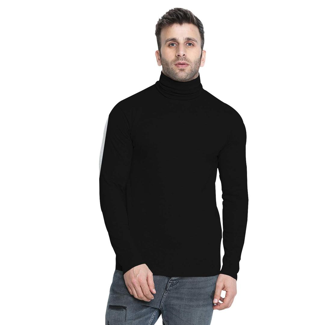 CHKOKKO Winter Wear Cotton Plain Full Sleeve Turtle Neck T Shirt for Men