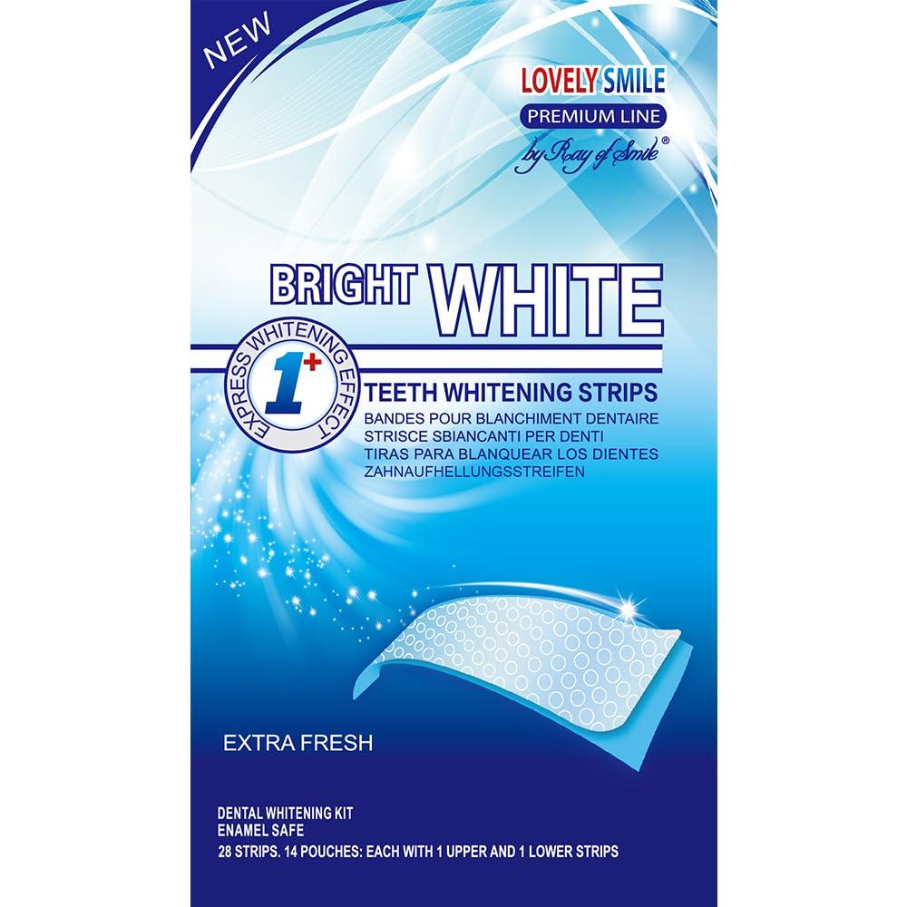 Lovely Smile Premium Line - Teeth Whitening Strips - White Teeth in 1 Hour - Enamel Safe - No Slip and No Sensitivity - Dental Whitener Kit by Ray of Smile (28 Strips)