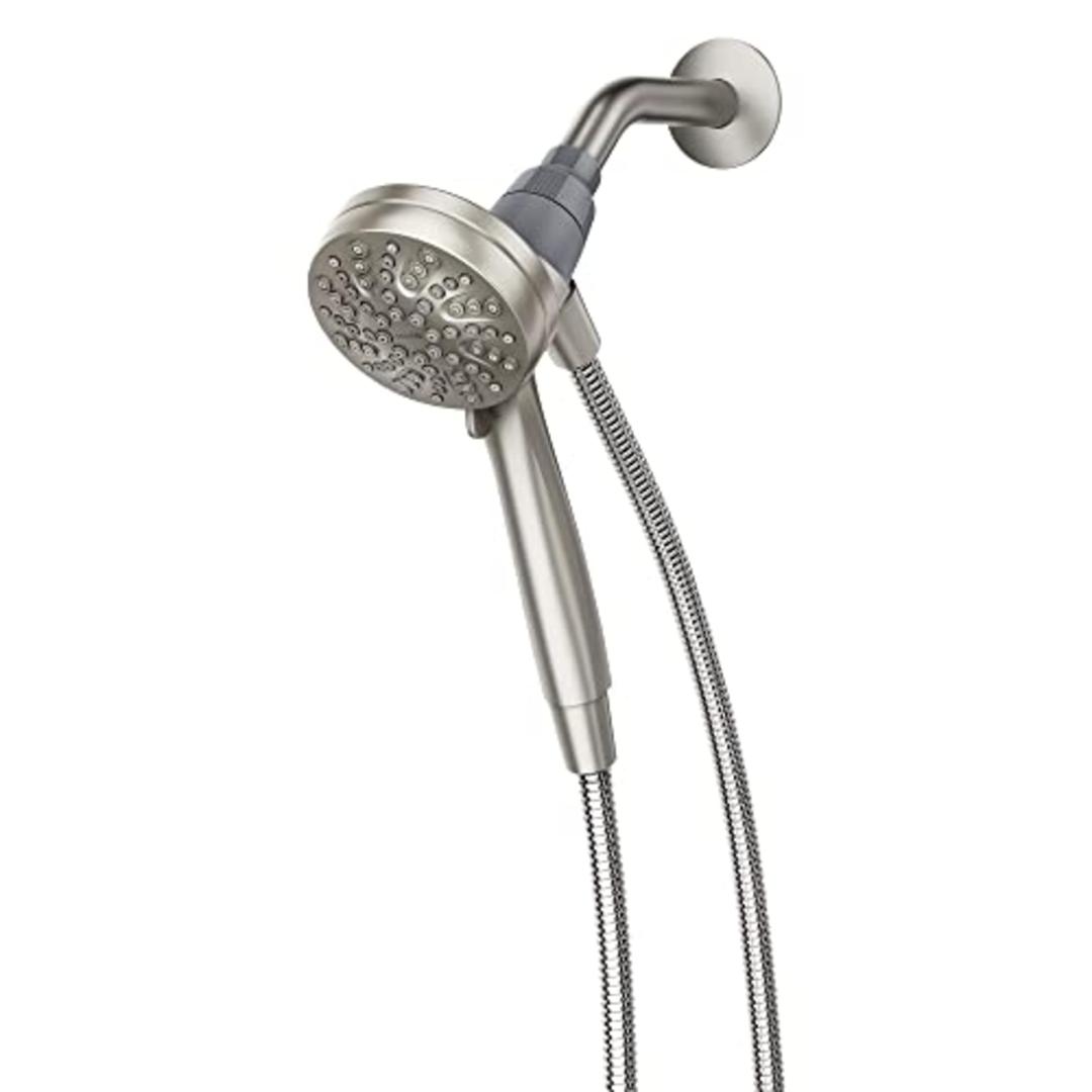 Moen Engage Magnetix Spot Resist Brushed Nickel Eco-Performance 3.5-Inch Six-Function Detachable Handheld Showerhead with Magnetic Docking System, 26100EPSRN